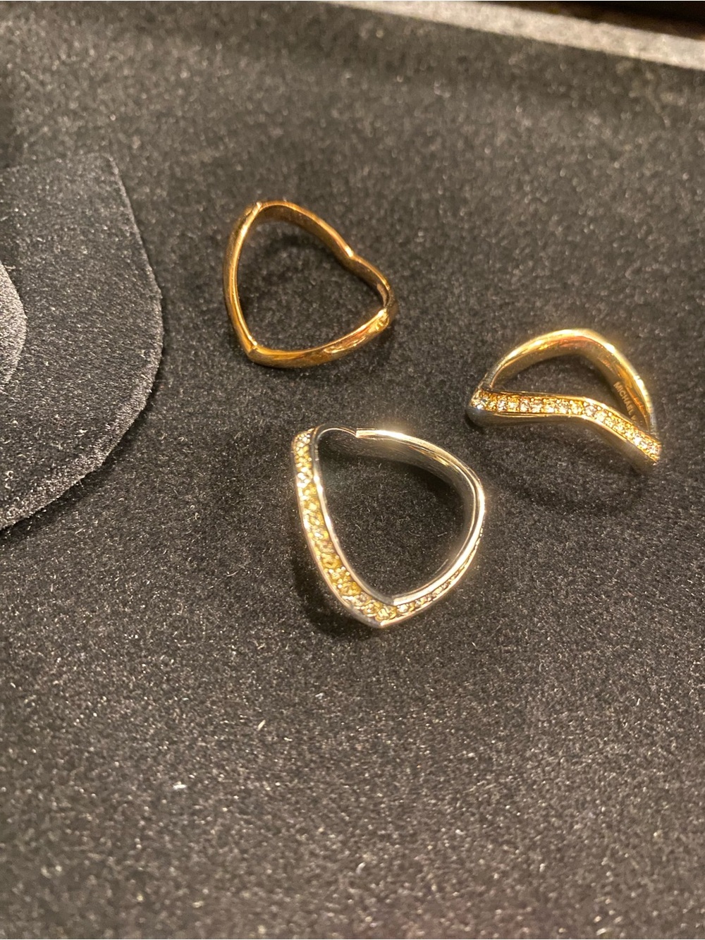 Michael Kors Gold-Tone Pavé Heart Stacking Ring